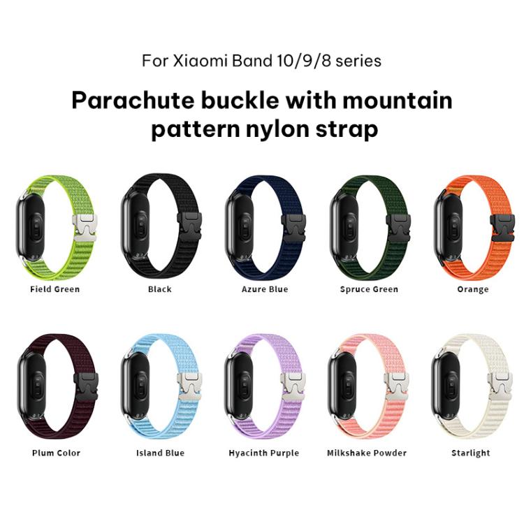 xDfind Parachute Buckle Mountain Pattern Nylon Watch Band, For Xiaomi Smart Band 10 / 9 / 8