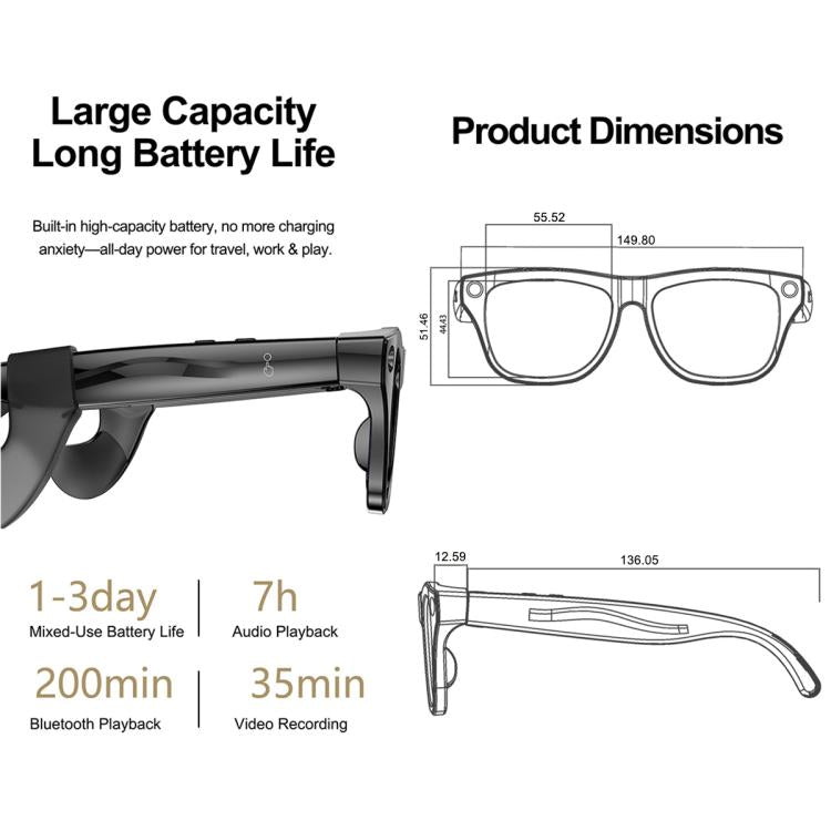 XK One Mac 8MP AI Smart Glasses with Voice & Touch Control