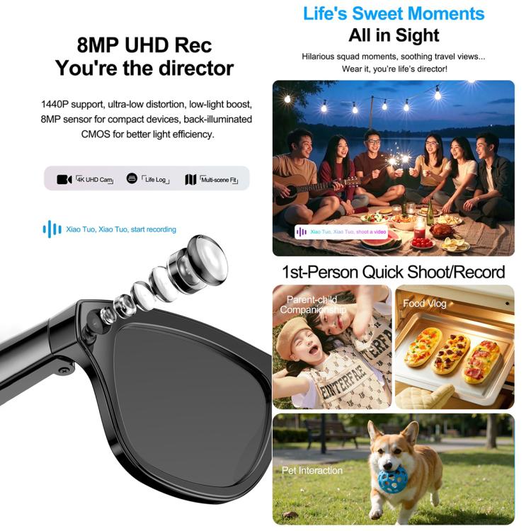 XK One Mac 8MP AI Smart Glasses with Voice & Touch Control