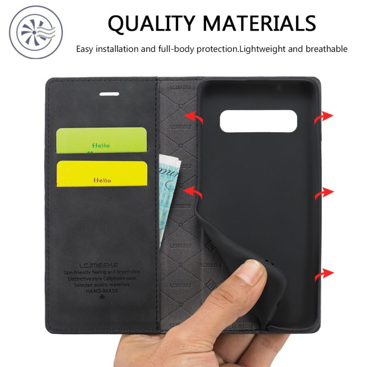 LC.IMEEKE Strong Magnetism Ultra-thin Horizontal Flip Shockproof Matte TPU + PU Leather Case with Holder & Card Slots & Wallet, For Samsung Galaxy S10, For Samsung Galaxy S10+