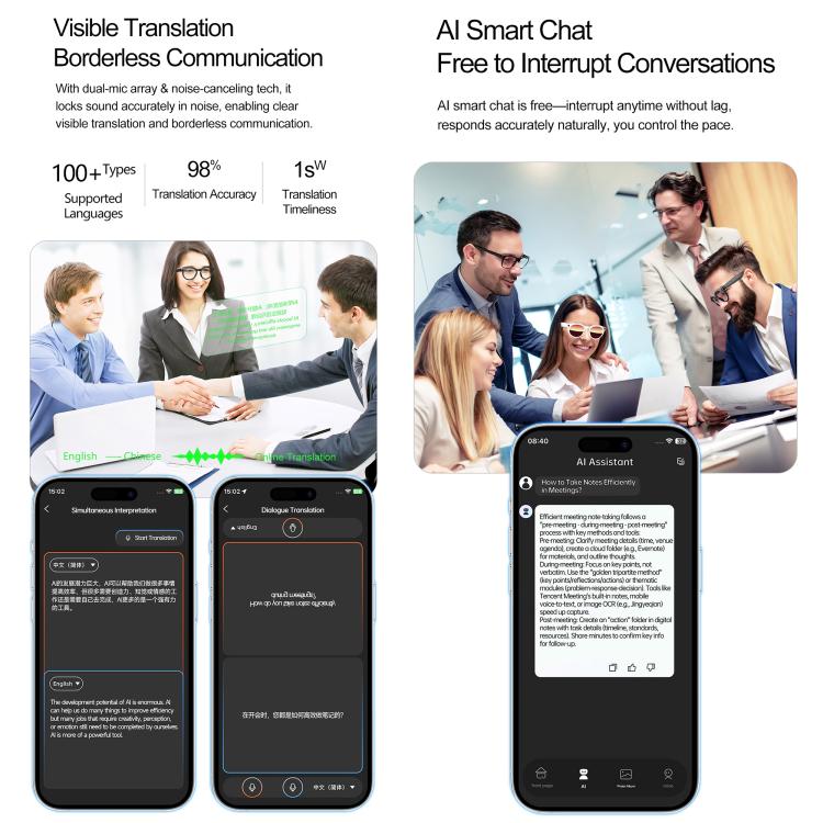 W611Pro Smart AI Glasses with 8MP Camera, Wi-Fi & AI Translation
