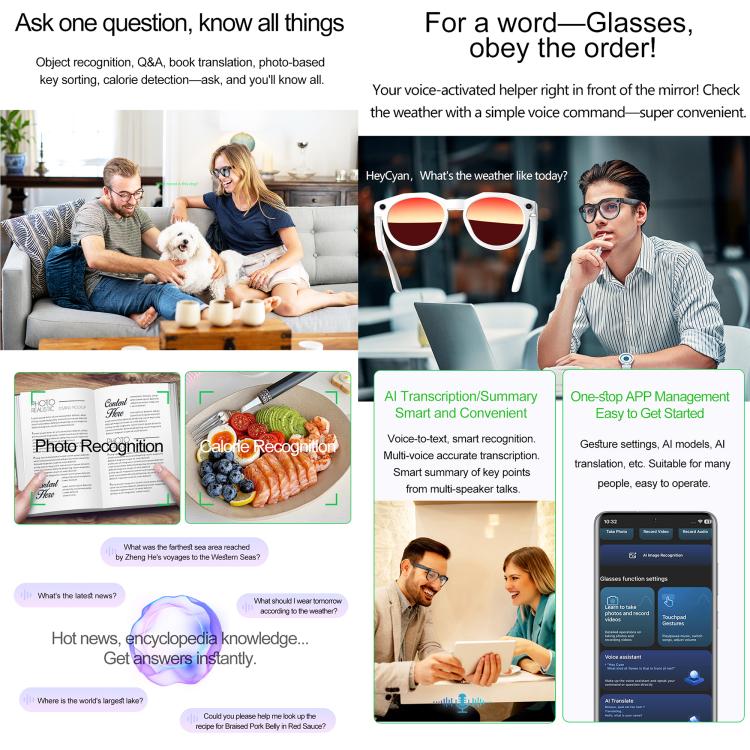 W611Pro Smart AI Glasses with 8MP Camera, Wi-Fi & AI Translation
