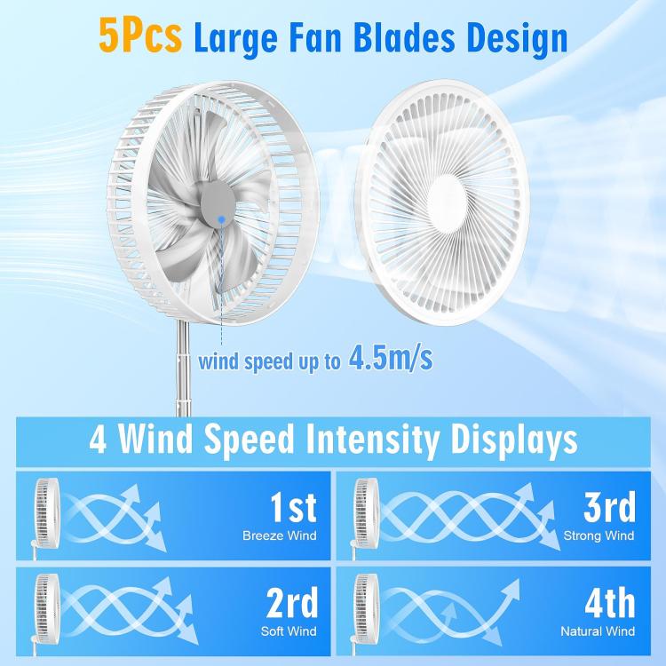 F9 Upgrade Folding Adjustable Height Desktop Electric Fan 8000mAh Battery