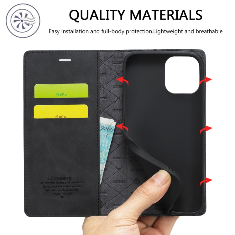 LC.IMEEKE Strong Magnetism Ultra-thin Horizontal Flip Shockproof Matte TPU + PU Leather Case with Holder & Card Slots & Wallet, For iPhone 12 mini, For iPhone 12 / 12 Pro, For iPhone 12 Pro Max, For iPhone 12 Pro, For iPhone XS / X