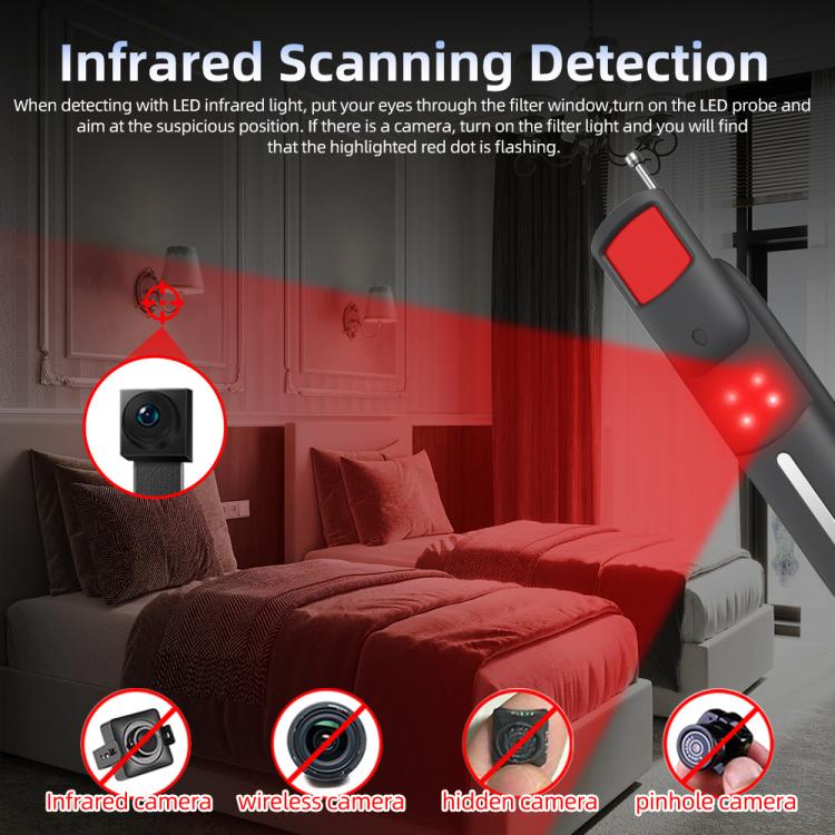 T07 Multifunctional Detector IR Scanner GPS WiFi Signal Anti-Spy Bug Finder for Hotel Travel, T07
