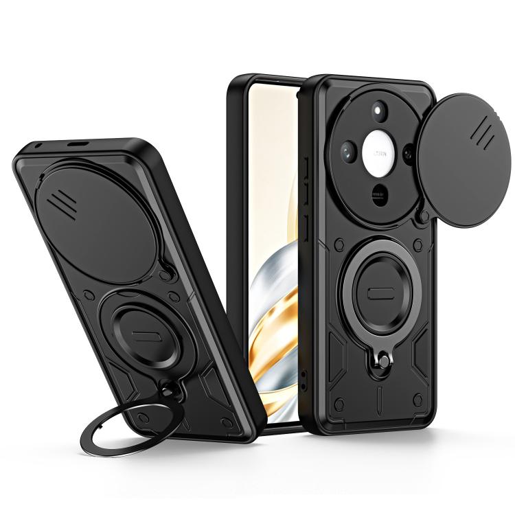 Ring Holder Lens Slide Cover Phone Case, For Honor X9c / Magic7 Lite