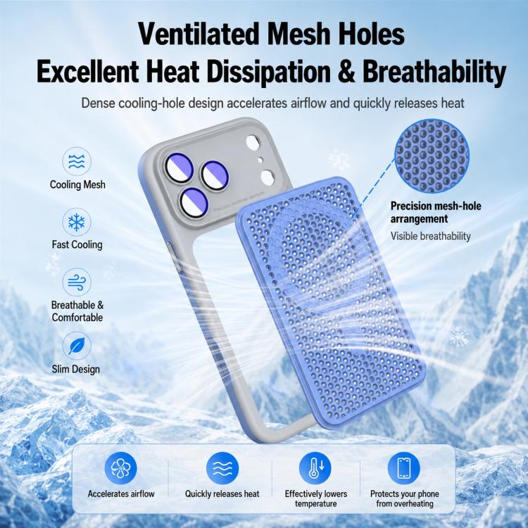 Armor Shield Mesh Cooling Magnetic Phone Case with Lens Film, For iPhone 17 Pro Max, For iPhone 17 Pro, For iPhone 17, For iPhone 16 Pro Max