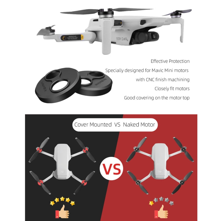Sunnylife Dust-proof Waterproof Aluminum Alloy Motor Cover for DJI Mini 3 Pro/Mavic Mini/Mini SE(Black)