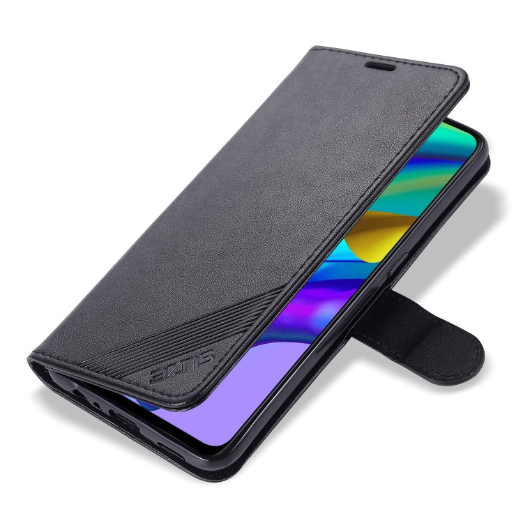 For OPPO F17 Pro / A93 AZNS Sheepskin Texture Horizontal Flip Leather Case with Holder & Card Slots & Wallet(Black)