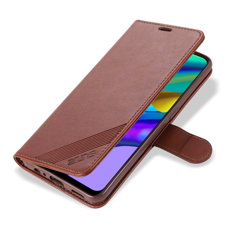 For OPPO F17 Pro / A93 AZNS Sheepskin Texture Horizontal Flip Leather Case with Holder & Card Slots & Wallet(Brown)