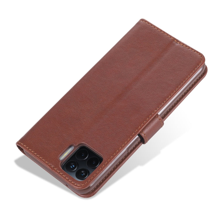 For OPPO F17 Pro / A93 AZNS Sheepskin Texture Horizontal Flip Leather Case with Holder & Card Slots & Wallet(Brown)