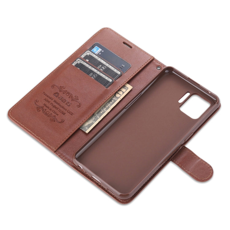 For OPPO F17 Pro / A93 AZNS Sheepskin Texture Horizontal Flip Leather Case with Holder & Card Slots & Wallet(Brown)