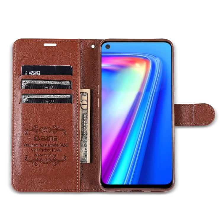 For OPPO Realme 7 4G AZNS Sheepskin Texture Horizontal Flip Leather Case with Holder & Card Slots & Wallet(Black)