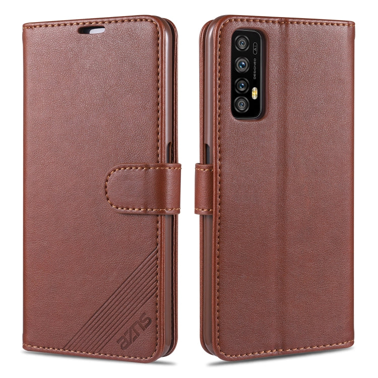 For OPPO Realme 7 4G AZNS Sheepskin Texture Horizontal Flip Leather Case with Holder & Card Slots & Wallet(Brown)