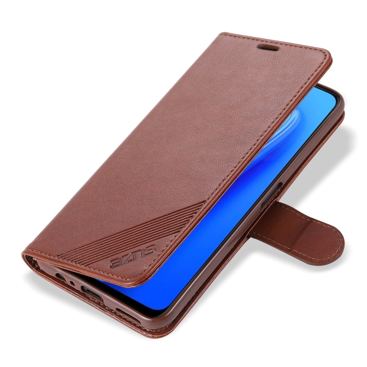 For OPPO Realme 7 4G AZNS Sheepskin Texture Horizontal Flip Leather Case with Holder & Card Slots & Wallet(Brown)