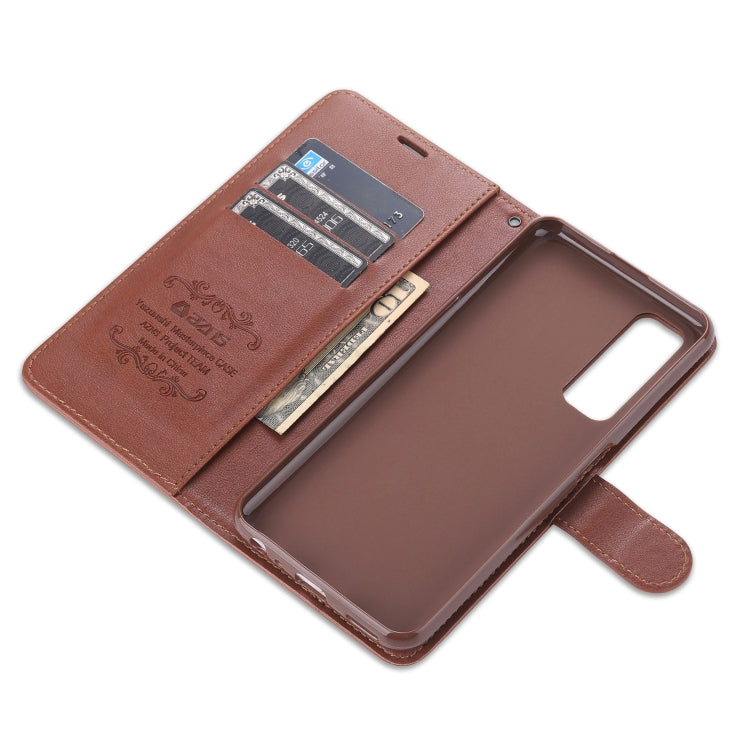 For OPPO Realme 7 4G AZNS Sheepskin Texture Horizontal Flip Leather Case with Holder & Card Slots & Wallet(Brown)