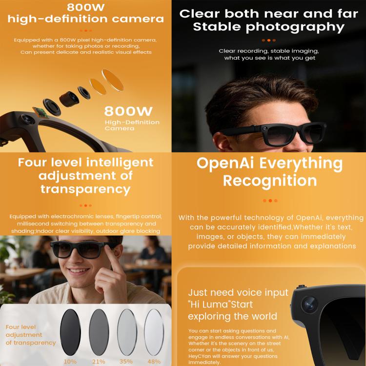 E09C Photochromic Smart AI Glasses with 8MP Camera & AI Assistant