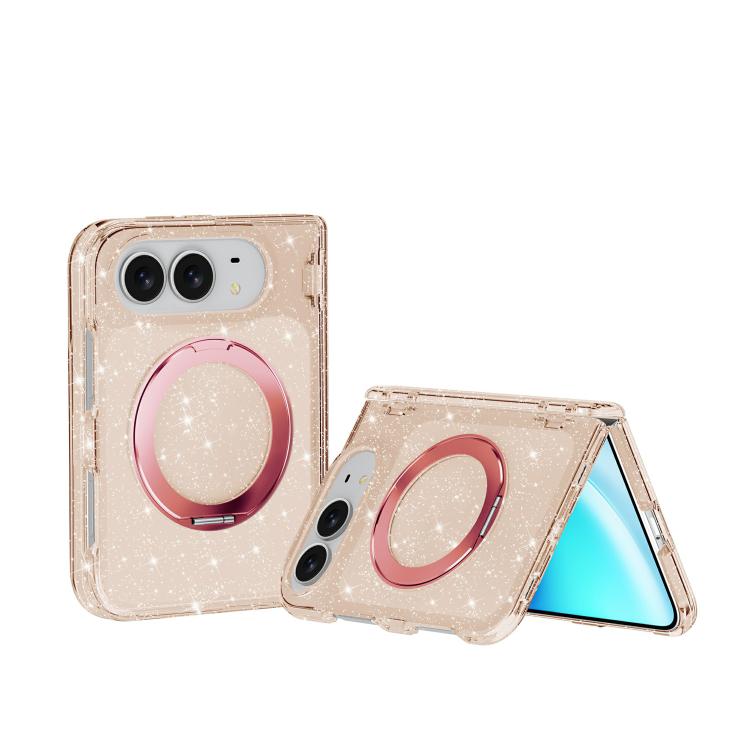 Terminator Style Glitter Powder Magnetic Holder Phone Case, For iPhone Duo