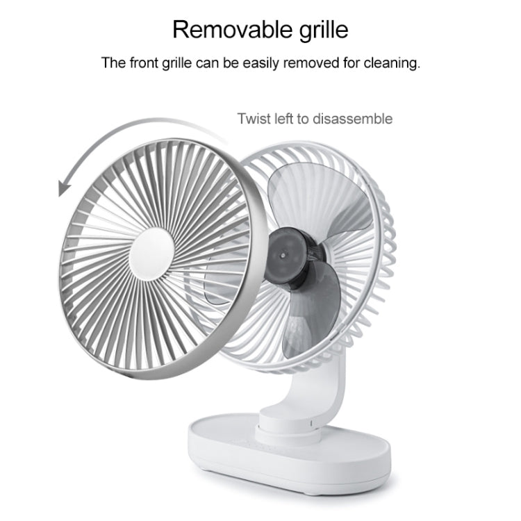 D77 4W Micro USB & USB-C / Type-C Rechargeable Portable Four-speed Adjustable Automatic Head Shaking Desktop Fan, Micro USB & USB-C / Type-C