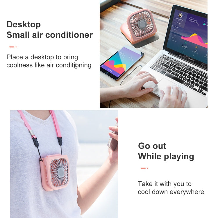 F20 Electroplating Handheld Fan Portable Desktop Folding Mute USB Hanging Neck Fan, F20 (Blue), F20 (White), F20 (Pink), F20 (Green)