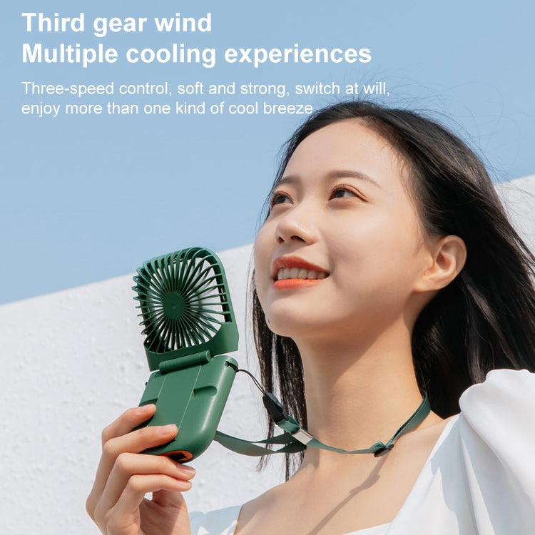 F30 Electroplating Handheld Fan Portable Desktop Folding Mute USB Hanging Neck Fan, Upgraded Version, F30 (Green), F30 (Blue), F30 (White), F30 (Pink)