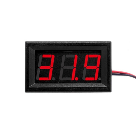 10 PCS 0.56 inch 3 Terminal Wires Digital Voltage Meter with Shell, Color Light Display, Measure Voltage: DC 0-100V
