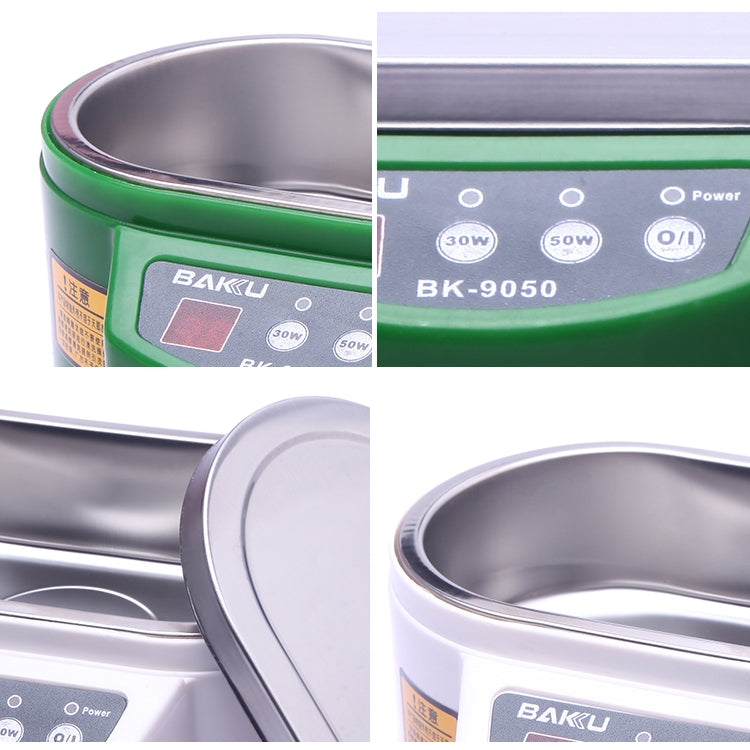 BAKU BK-9050 30W / 50W Adjustable 0.6L LCD Display Ultrasonic Cleaner, AC 220V, BK-9050 30W / 50W 0.6L 220V White, BK-9050 30W / 50W 0.6L 220V Green