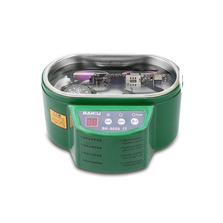 BAKU BK-9050 30W / 50W Adjustable 0.6L LCD Display Ultrasonic Cleaner, AC 220V, BK-9050 30W / 50W 0.6L 220V White, BK-9050 30W / 50W 0.6L 220V Green