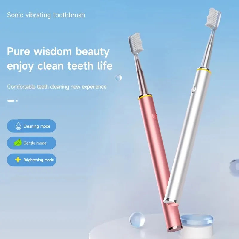 Electric Toothbrush for Women - Slim Metal Body, Soft Bristles, Beauty & Oral Care Toothbrush