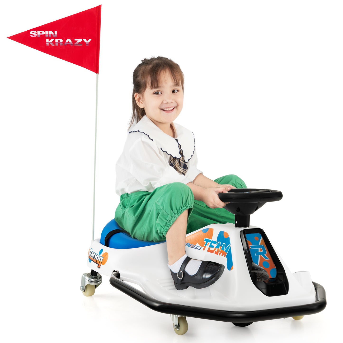 Electric Drifting Go Kart for Kids with 360° Spin Wireless Connection and USB-Navy