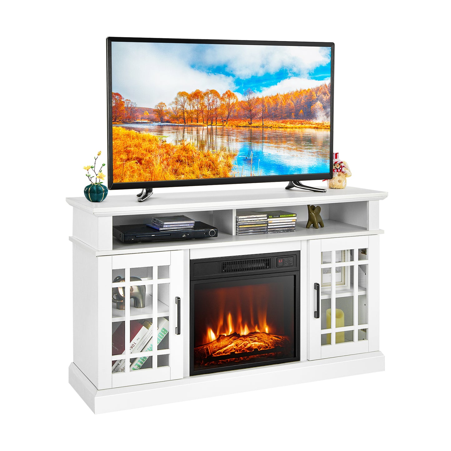 Fireplace TV Stand with 2000w Electric Insert and Remote Control-Black