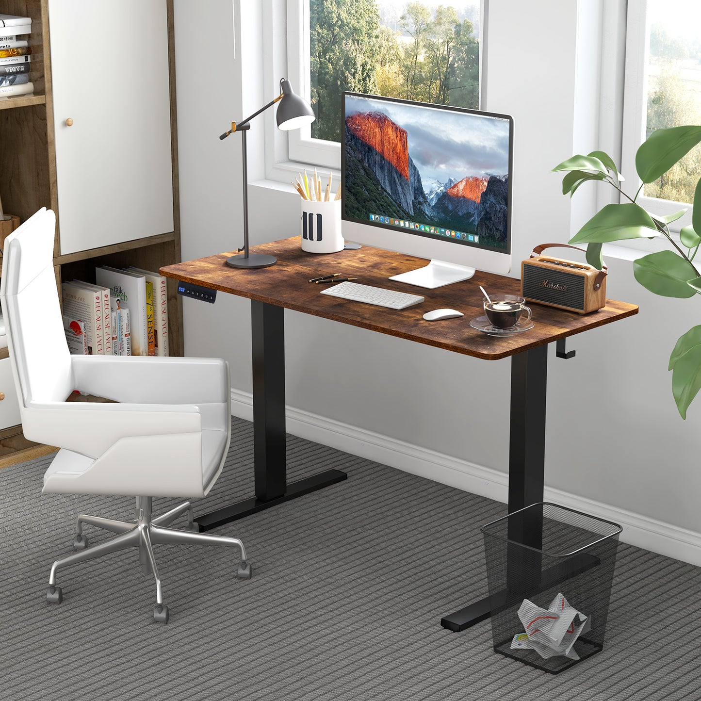 120 x 60cm Height Adjustable Standing Desk with 3 Memory Heights-White