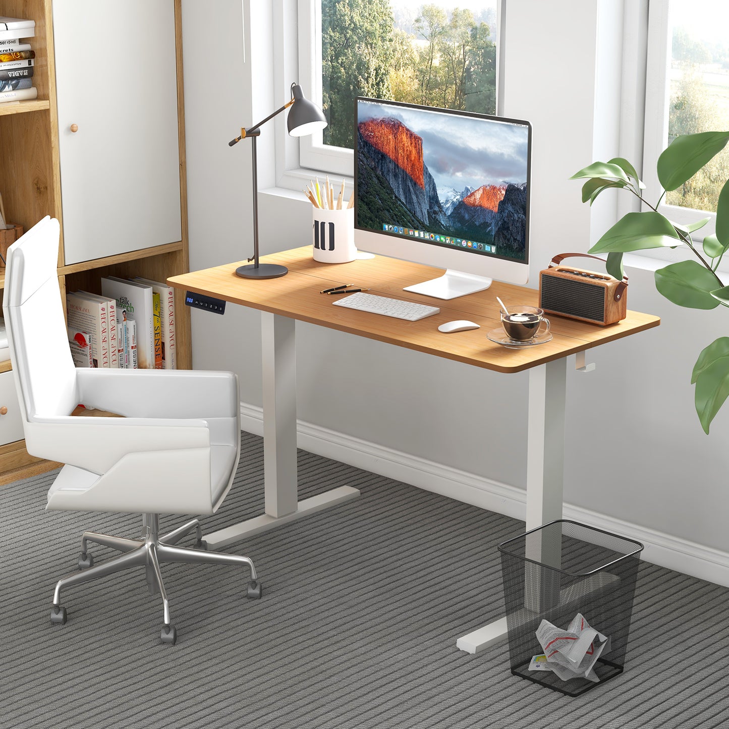 120 x 60cm Height Adjustable Standing Desk with 3 Memory Heights-White