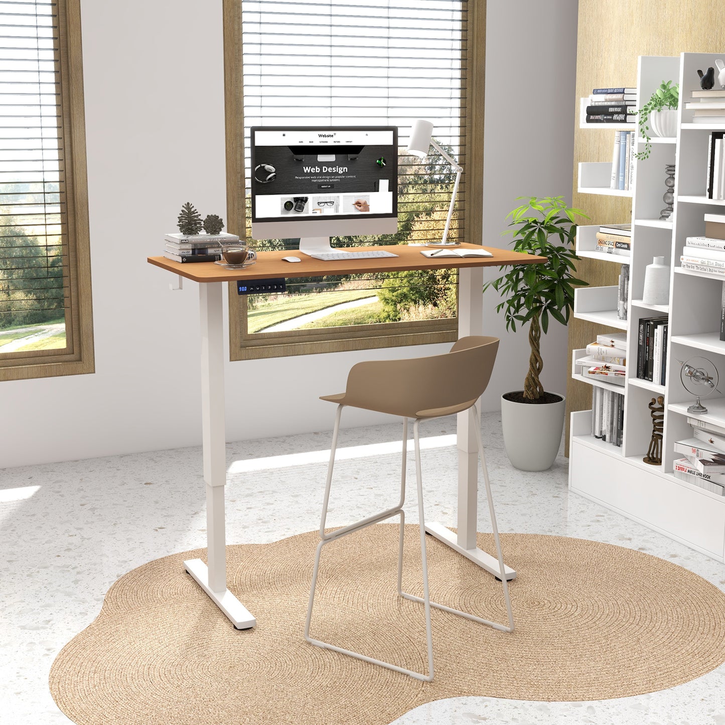 120 x 60cm Height Adjustable Standing Desk with 3 Memory Heights-White