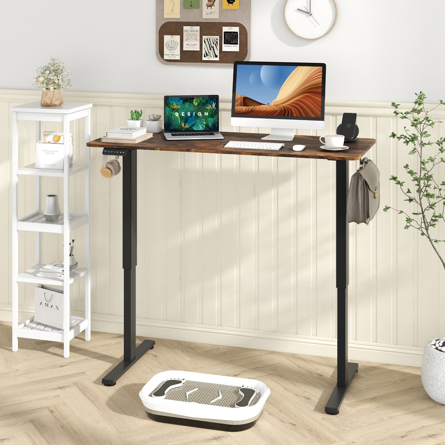 140 x 60 CM Height Adjustable Standing Desk with 3 Memory Heights-Natural