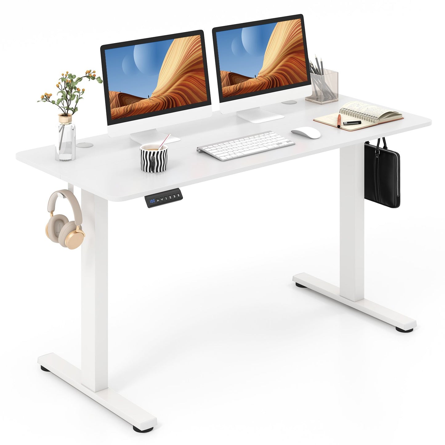 140 x 60 CM Height Adjustable Standing Desk with 3 Memory Heights-Natural