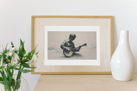 Abstract Guitar Player Wall Art