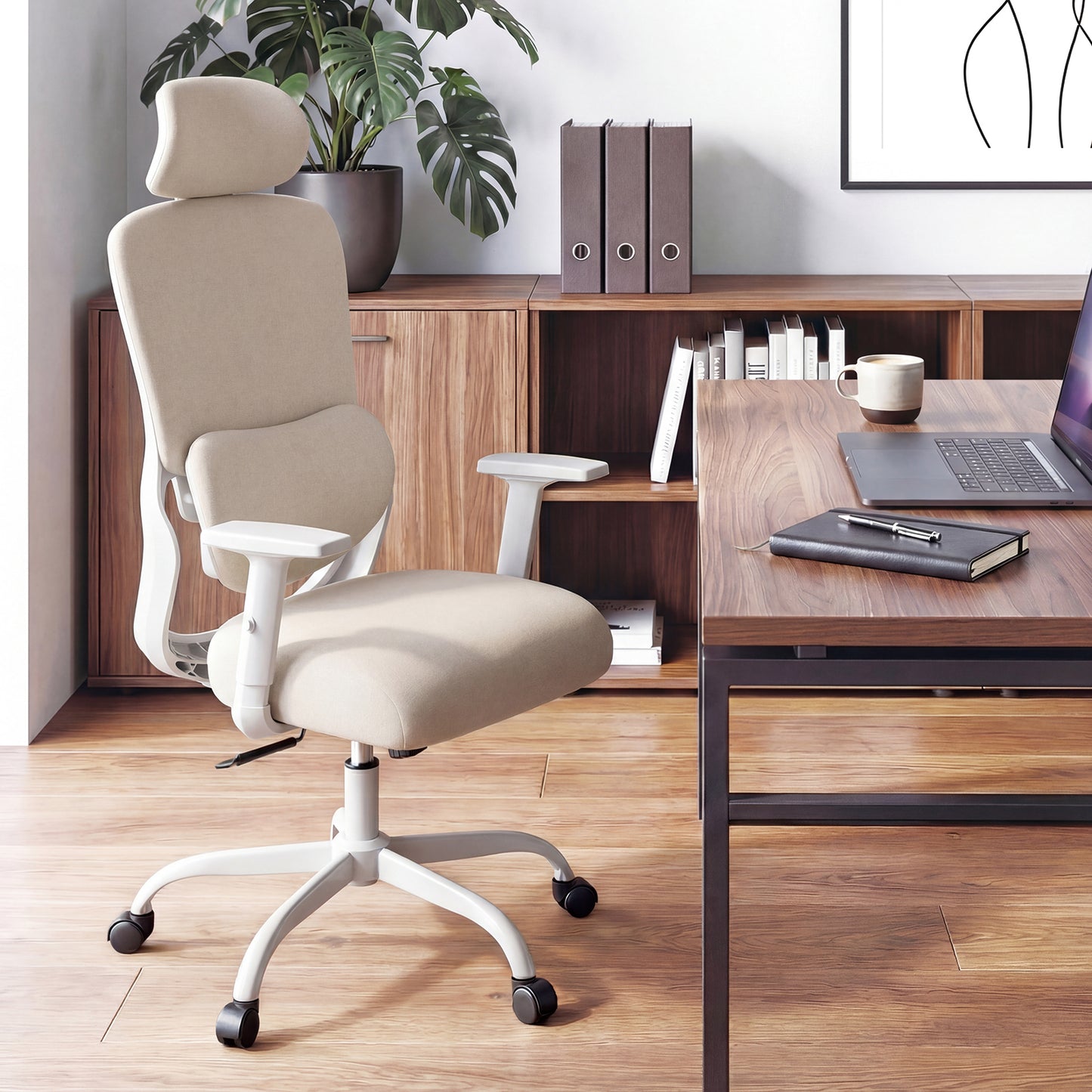 Ergonomic Office Chair with Headrest High Back Desk Chair-Black