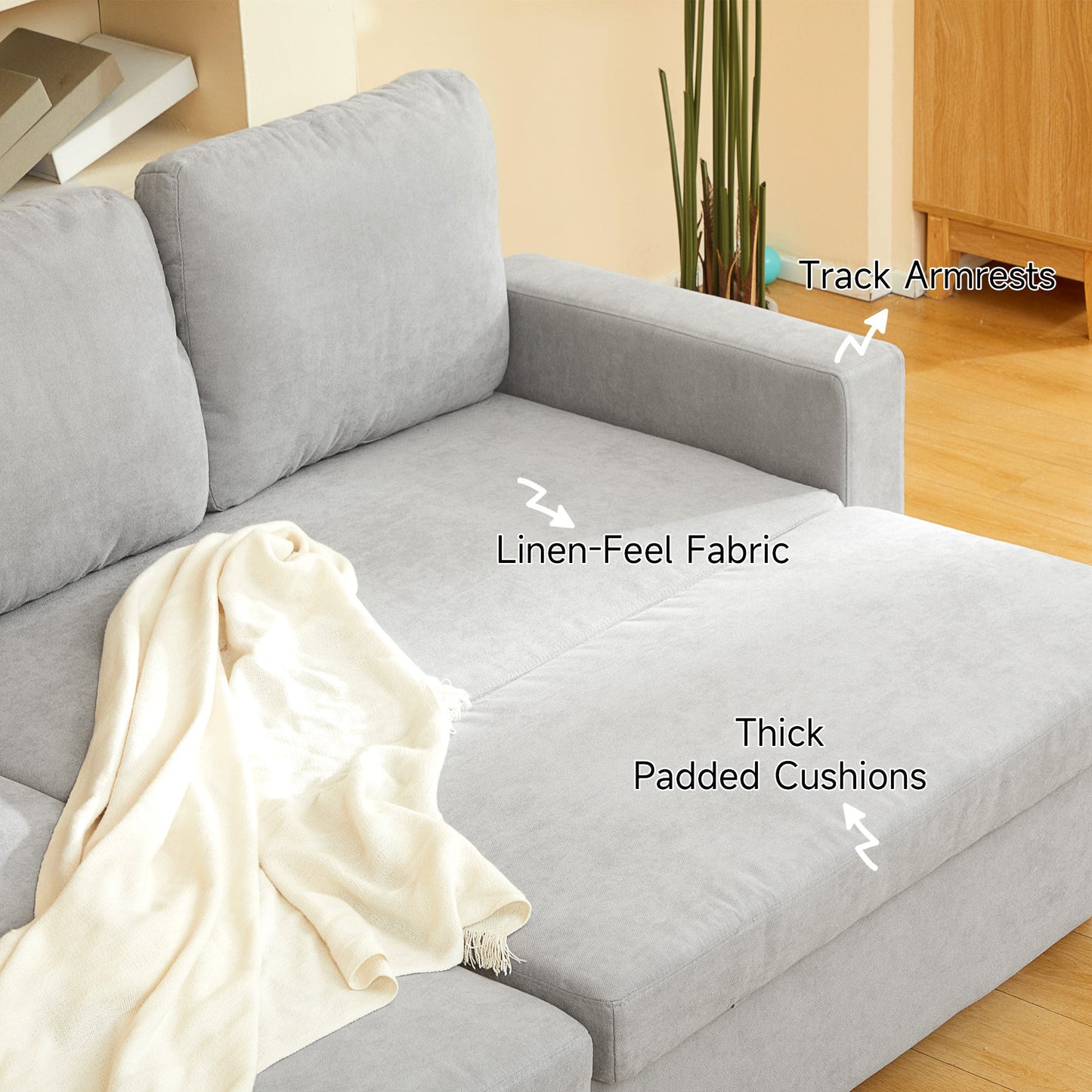 HOMCOM Pull Out Sofa Bed L Shape Corner Sofa w/ Reversible Chaise