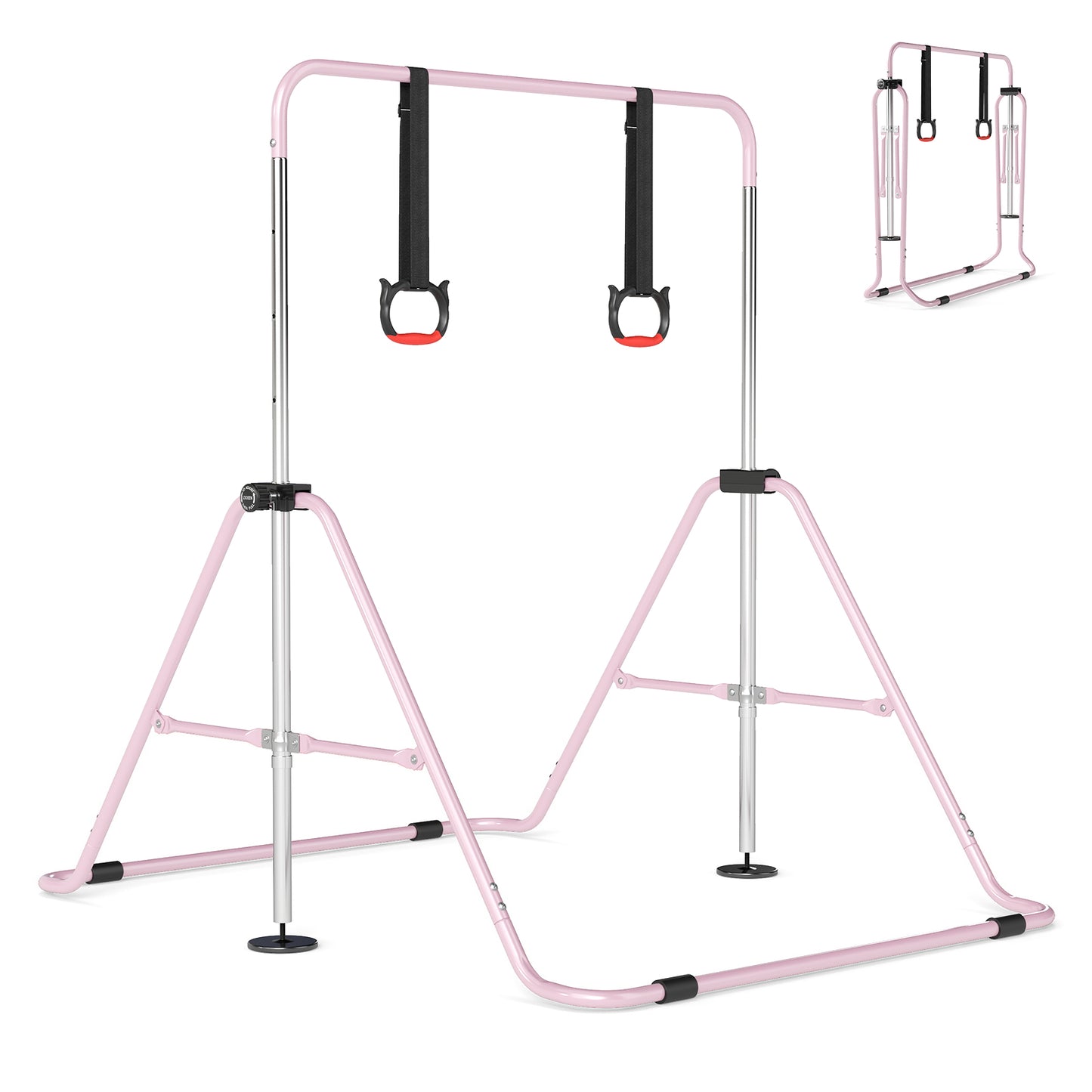 Expandable Gymnastic Bar for Kids 4-Level Height Adjustable Gymnastic Bar-Beige