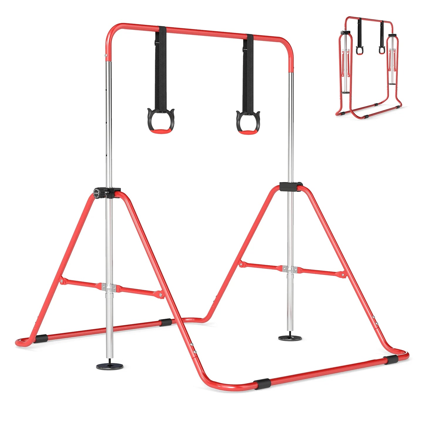 Expandable Gymnastic Bar for Kids 4-Level Height Adjustable Gymnastic Bar-Beige