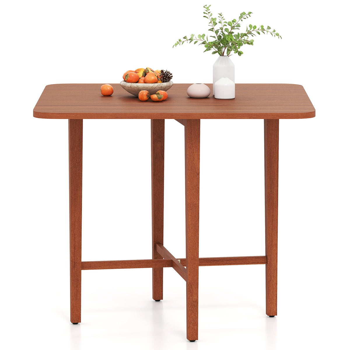 Extendable Dining Table Drop Leaf Kitchen Table for Small Spaces with X-shaped Frame-Natural