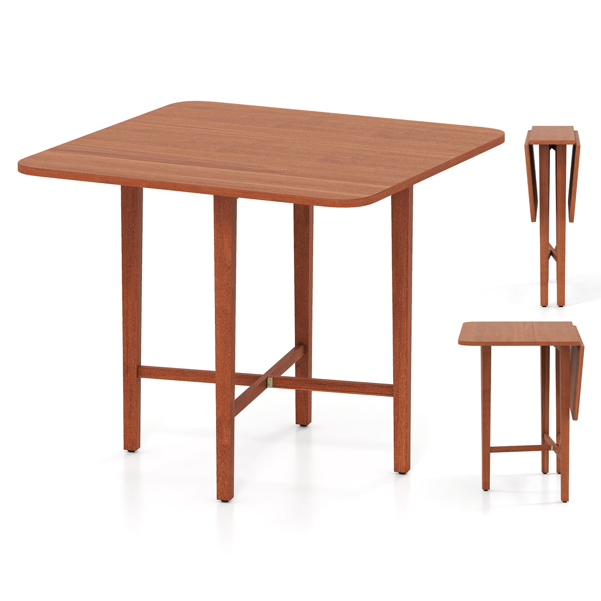 Extendable Dining Table Drop Leaf Kitchen Table for Small Spaces with X-shaped Frame-Natural