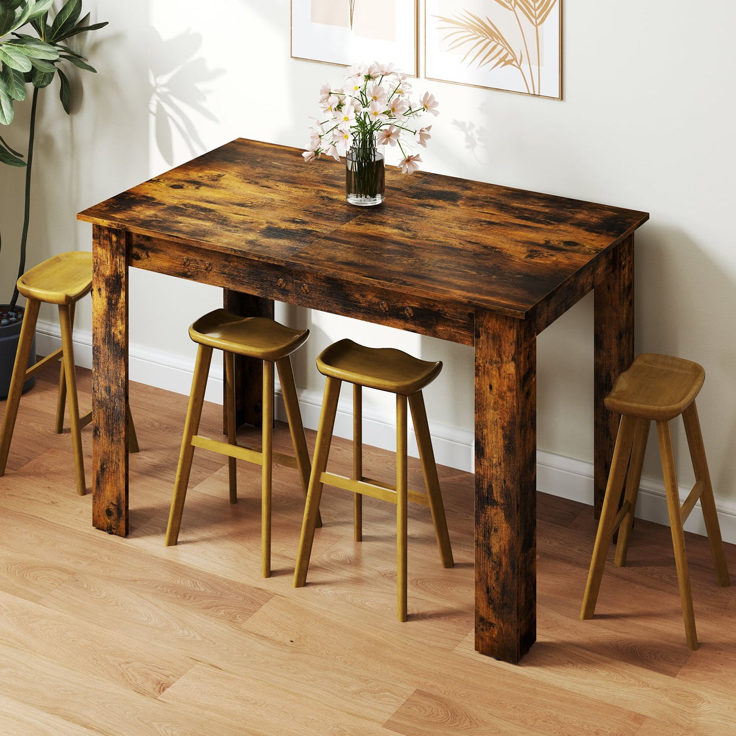 Extendable Dining Table with Adjustable Tabletop-Black