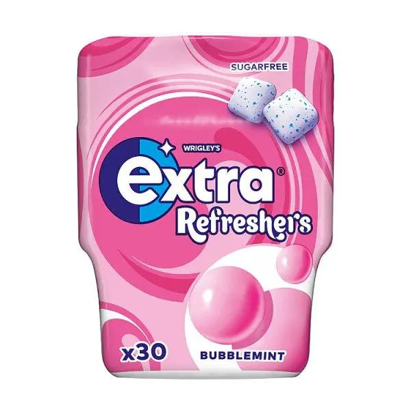 Extra Refreshers Bubblemint Sugar Free Chewing Gum Bottle 30 Pieces (Case of 6)