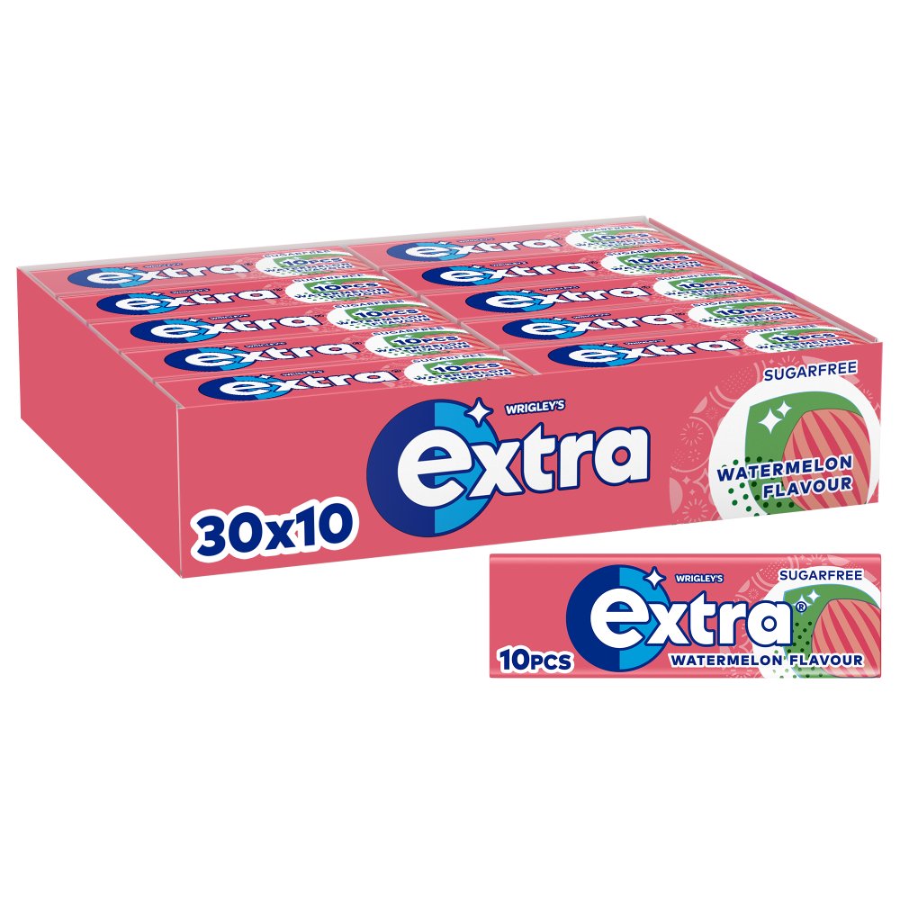 Extra Chewing Gum Sugar Free Watermelon 10 Pieces (Box of 30)