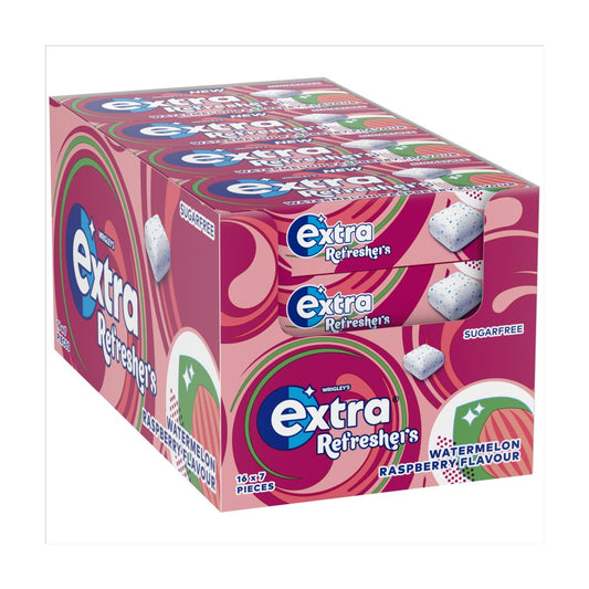 Extra Refreshers Watermelon Raspberry Flavour Sugarfree Chewing Gum 7 Pieces (Case of 16)