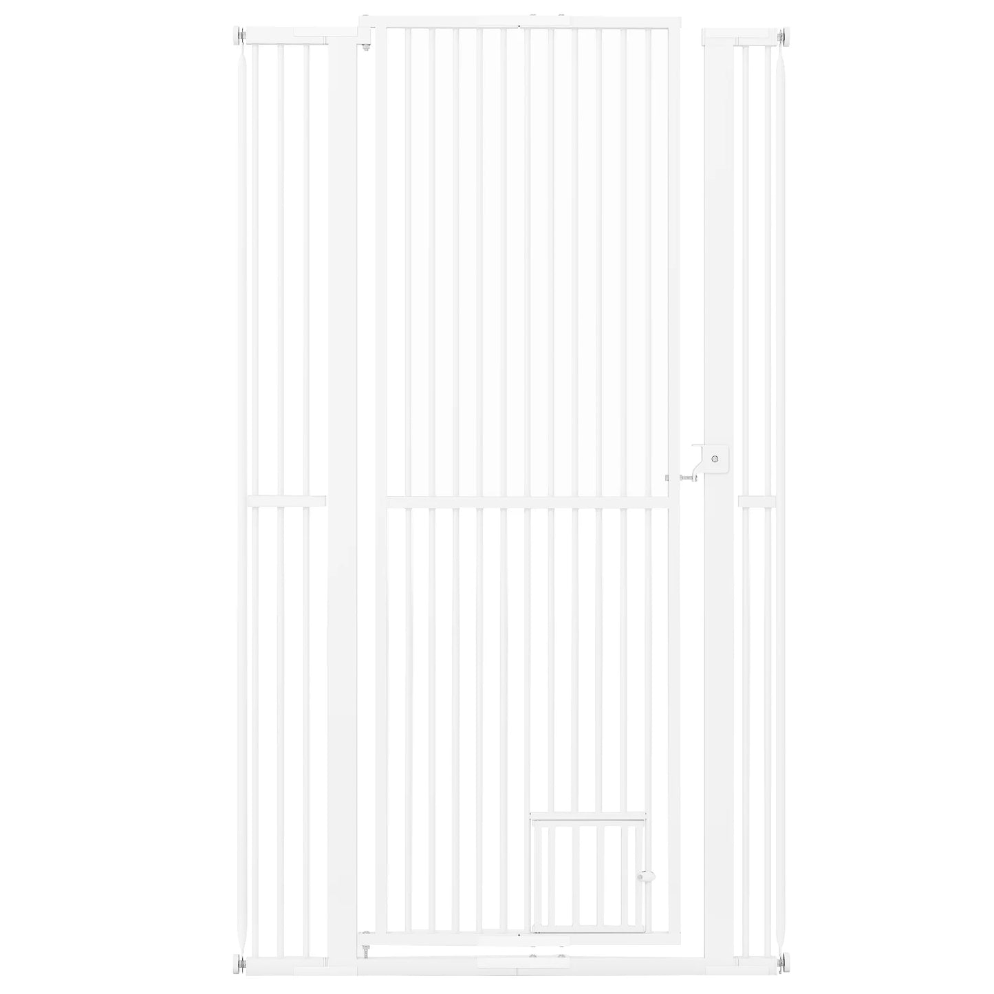 171 cm Extra Tall Pet Gate Heavy-Duty Metal Cat Gate with Wide Opening-White