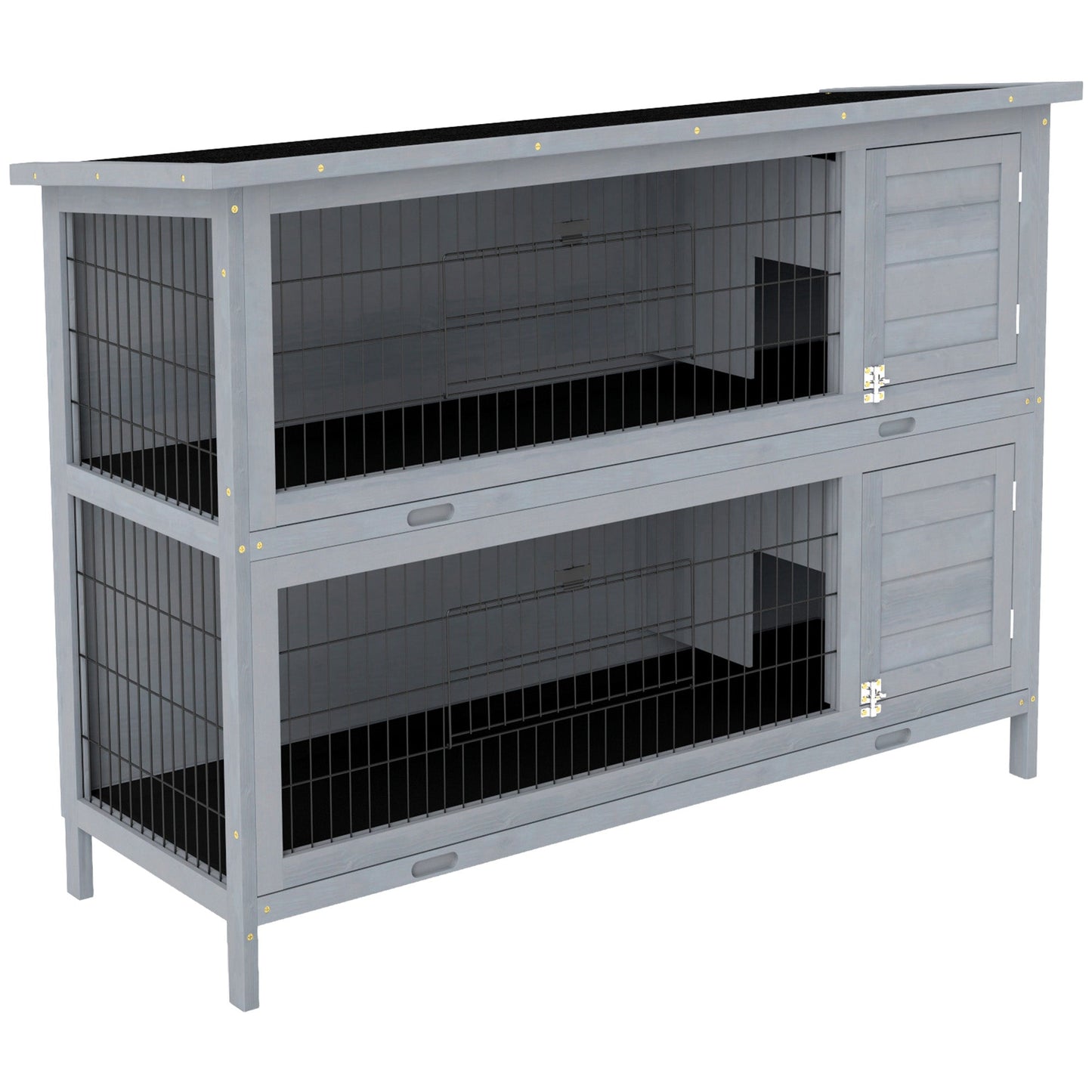 Rabbit Hutch for Two Rabbits Outdoor Guinea Pig Cage w/ Removable Trays