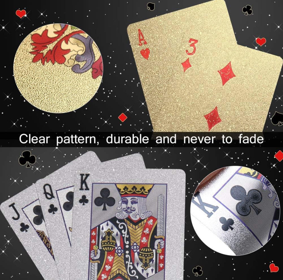 Playing Cards,Waterproof Poker– (Gold+Silver)